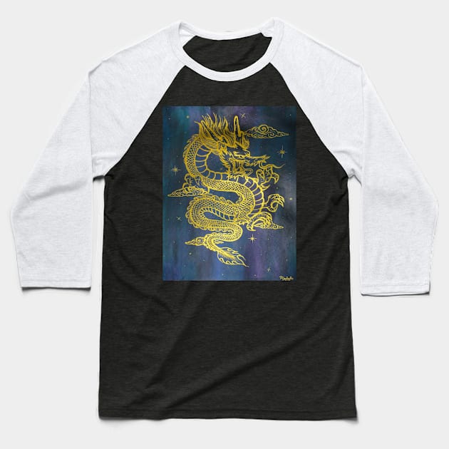 Golden Dragon Baseball T-Shirt by Rororocker